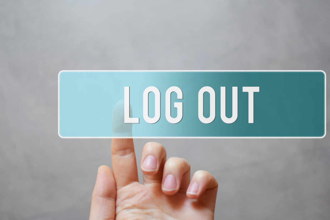 Log out – finger pressing button